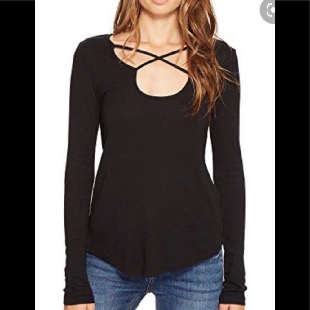 Splendid black crisscross long sleeve shirt- Large